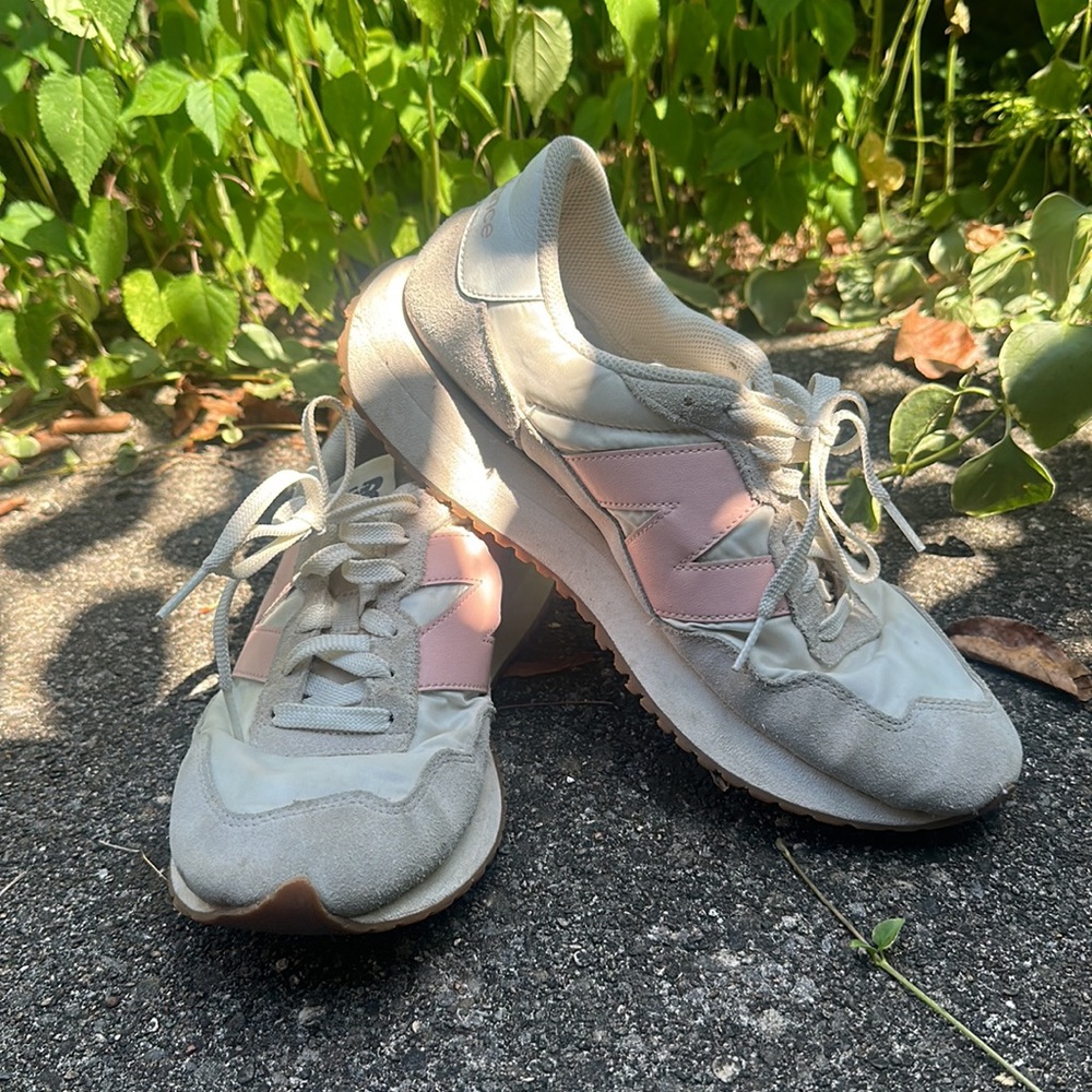New Balance Women's Pink and Cream Sneakers
